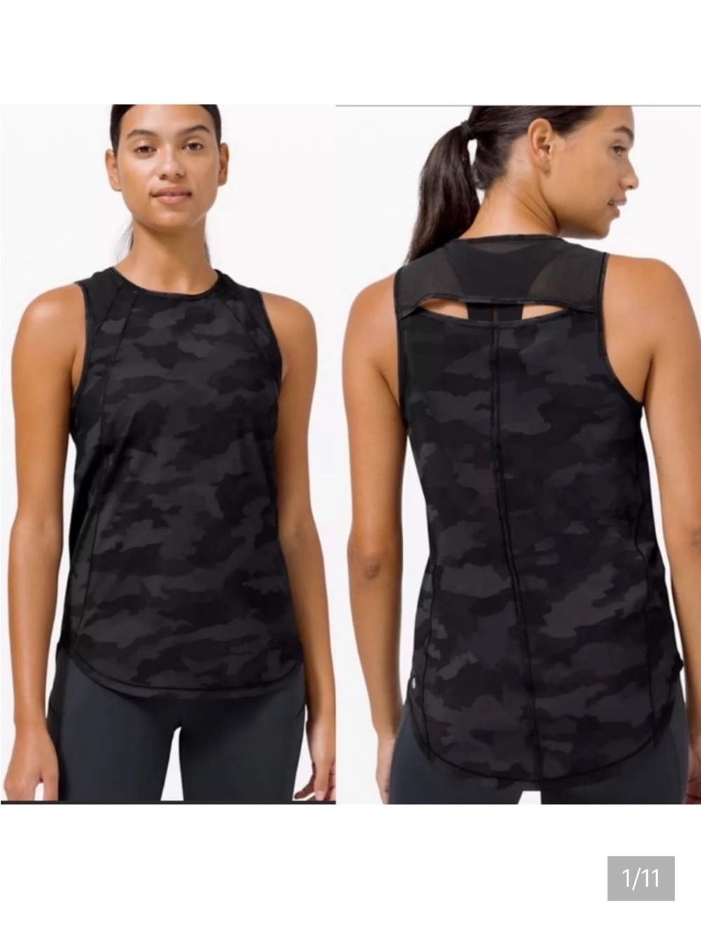 LULULEMON SCULPT TANK-HERITAGE CAMO DEEP COAL. Size 12
